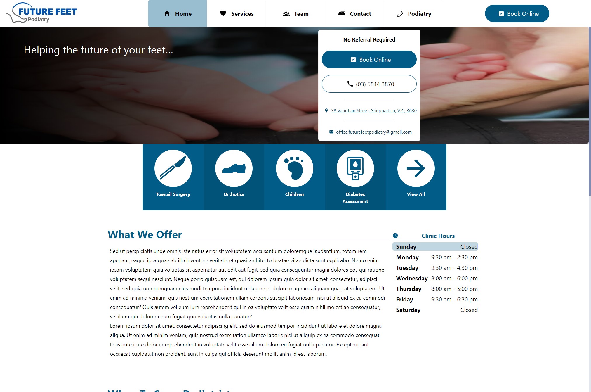 Future Feet Podiatry website